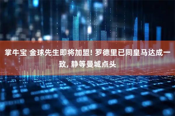掌牛宝 金球先生即将加盟! 罗德里已同皇马达成一致, 静等曼城点头